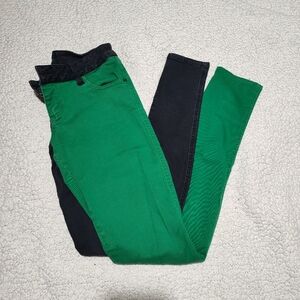 Royal Bones Two-Color Green and Black Skinny Jeans Size 3